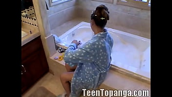 Preview 1 of Alison Tyler Pickup - Bathing teen Teen Topanga goes solo for masturbation session