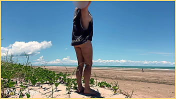 Preview 1 of Xxx Fapa Lati - Wife plays football nude at public clothed beach