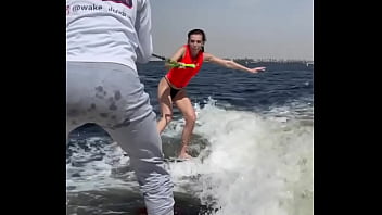 Preview 2 of Bb W Asas - My first time on Wake Surfing ?️ #wake #WakeSurfing #Surfing