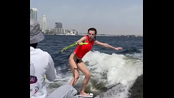 Preview 3 of Bb W Asas - My first time on Wake Surfing ?️ #wake #WakeSurfing #Surfing