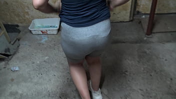 Preview 2 of Legging Shine - amateur stepmom has hardcore kinky sex in her basement