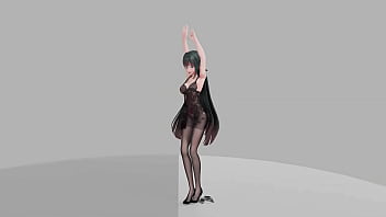 Preview 3 of Sexy Blue Hot - Honkai Impact Raiden Mei Strip Dance Show Hentai R18 MMD 3D Soft Dark Green Hair (CLIP)