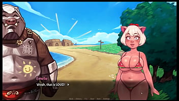 Preview 3 of Xxx Kume - My Pig Princess [ Hentai Game PornPlay ] Ep.29 horny futanari stripped at the beach get a boner and start masturbating in public