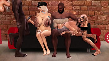Preview 1 of Bf Negro Vs Arab - Sims4 porn Two horny Bimbos Samaria and Silvia take cocks