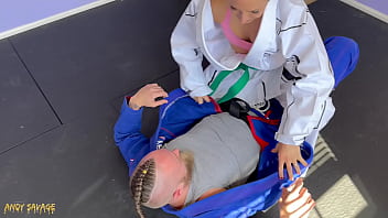 Preview 1 of Carwash Vpl Booty - Petite Blonde gets Jiu Jitsu Lessons from Andy Savage