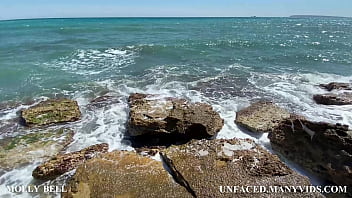 Preview 1 of Nicole 3d5 - Blonde with Big Ass Masturbates Pussy to Powerful Squirt by the Sea