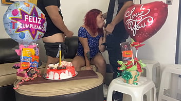 Preview 2 of Www Wwwxxxxx 50 Bf Hd Video Bfg - Madrastra Hermosa es Follada por sus 2 Hijastro en su Cumplea&ntilde_os cuando su marido esta Trabajando