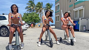 Preview 4 of Sma Abg Xxxx - Big Ass Latinas Ride Electric Trikes At Public Beach Big Booty