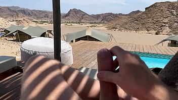 Preview 2 of Big Booty Ebonys Orgasm Orgasm - cumshot in the dessert