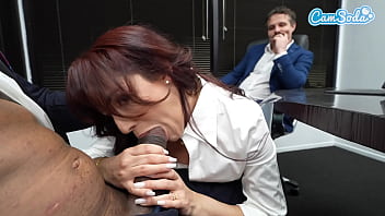 Preview 2 of Bokep Model Kantoran Tersex - Hot Busty Wife Fucks Employee Of The Month BBC While Cuckold Husband Watches