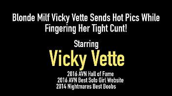 Preview 1 of Vs Horse Dog - Blonde Milf Vicky Vette Sends Hot Pics While Fingering Her Tight Cunt!