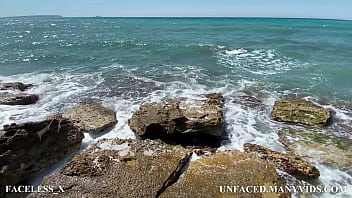 Preview 1 of Xxx Asa Bf - Blonde with Big Ass Masturbates Pussy to Powerful Squirt by the Sea