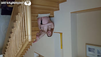 Preview 3 of Sexy Mom Big Ass Big Boobs - Stripping and playing with myself on the staircase