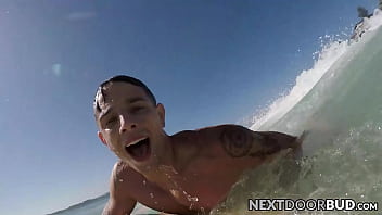 Preview 1 of Black Pornstar Kakey Xxx - Handsome surfing instructor Brandon destroys Kyles tight hole
