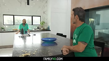 Preview 2 of Mmoms Fucking - Petite teen step daughter Mira Monroe let her stepdad fuck her on St Patricks Day