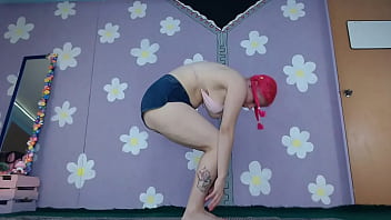Preview 2 of Indan Pov - Bikini Yoga workout Beginner Cute Milf Flashing Nip Slip Pierced Nipples