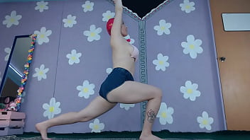 Preview 3 of Indan Pov - Bikini Yoga workout Beginner Cute Milf Flashing Nip Slip Pierced Nipples