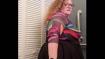 Preview 3 of Italian Long Hair Lace Xxx - Bbw Redhead Secretary up skirt real quick in the bathroom