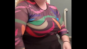 Preview 4 of Italian Long Hair Lace Xxx - Bbw Redhead Secretary up skirt real quick in the bathroom