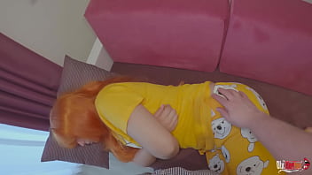 Preview 1 of Olde Com - Stepmother unexpectedly gets stepson&#039_s dick in her mouth,  and then he cums in her ass on the sofa