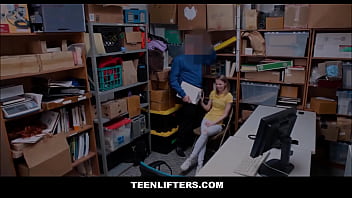 Preview 2 of Czech Couple Young - TeenLifters - Skinny Blonde Teen Shoplifter Cries While Making Sex Deal With Loss Prevention Officer - Catarina Petrov