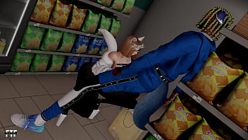 Preview 2 of Wwe John Sena Sex - Neko Kitty Sloppy Blowjob In Public Store