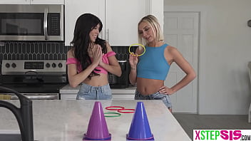 Preview 1 of Abela Danger Games - Ring toss with stepsister Chloe Temple and her BFF Bianca Bangs on stepbros cock
