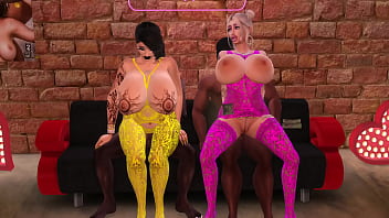 Preview 3 of Johny As Brazzers Plumber - Sims 4 porn horny bimbos Min Dja and Rosie take two BBC together