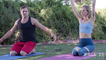 Preview 1 of Xidios Com - Jerkaoke &ndash_ Tight Teen Haley Reed Gets Her Pussy Filled By The Yoga Instructor