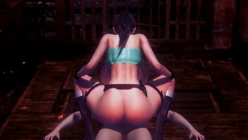Preview 4 of Palpable When Exercise - Lara Croft with huge tits venturing on a dick (Tomb Raider)