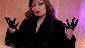 Preview 3 of Jepang Sexx Mom - FemDom ASMR video: fur fetish Mistress Arya Grander in leather gloves