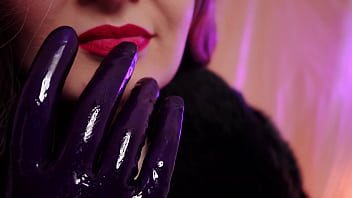 Preview 2 of Bur Far Bf Xxx - Ripping latex gloves: rubber fetish and destroying clothes (Arya Grander) ASMR in fur coat