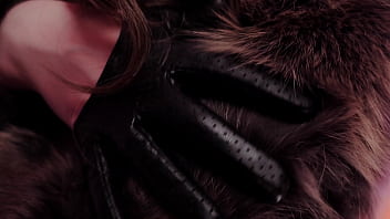 Preview 4 of Hijab Apetube - ASMR video: fur coat and leather gloves (Arya Grander)