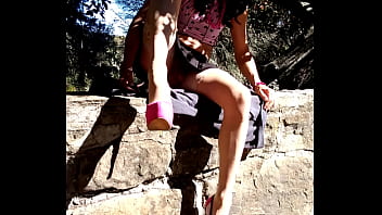 Preview 1 of Girl First Time Creampie Condom - sissy faggot outside