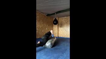 Preview 1 of Indian Outdoor Xnxx - Oh no,  I got excited at boxing training in thin leggings! Jerking off in the gym!