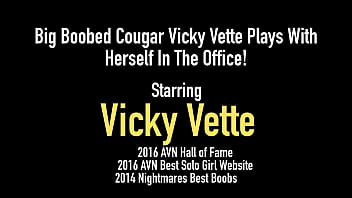Preview 1 of Download Xvidoe Malay - Big Boobed Cougar Vicky Vette Plays With Herself In The Office!