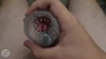 Preview 2 of Wad Tube - Milking a creamy load from my cock with vibrating fleshlight