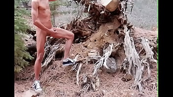 Preview 4 of Fuck Teen Front Parents - Tree stump jerk off