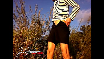 Preview 3 of Sonakshi Sinha Bp Movies Indian - Cute sailor boy in short shorts makes a strip-tease to show his naked slim twink&#039_s body by the river outdoor in nature