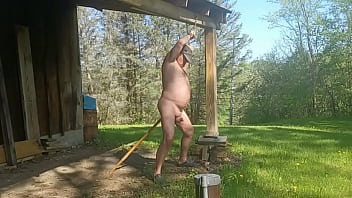 Preview 3 of Android Update - Old man chained and rides wood handle