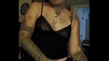 Preview 2 of Indian Actress Pooja Kumari - Tattooed trans girl jerks off and eats cum
