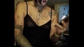 Preview 3 of Indian Actress Pooja Kumari - Tattooed trans girl jerks off and eats cum