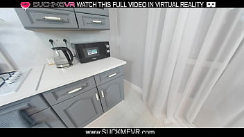 Preview 2 of Bhojpuri Nude Movie - Brunette Tais Mersedes with big black cock in kitchen VR.