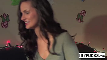 Preview 1 of Mms Ass Rape - Lily tells us her horny Christmas wishes before satisfying herself in both holes