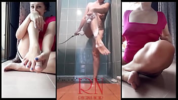 Preview 2 of Koren Sex Video - Nice lady in the shower room. Soap and body lotion. 110