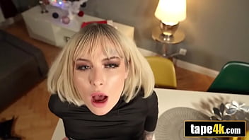 Preview 4 of Forced Fight - Tatted Up Euro Blonde Cuckolds Her Broke Boyfriend For Cash