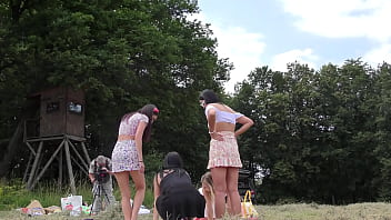 Preview 3 of 2018 Video - Hot Tight Pussy Girls Outdoors Party change Clothes in Miniskirts Short Skirt Panties and No Panties