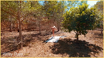 Preview 3 of Josina Sexx - Sexy MILF does NUDE yoga in public park