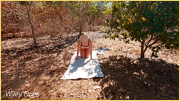 Preview 1 of Josina Sexx - Sexy MILF does NUDE yoga in public park