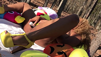 Preview 3 of Avn Awards - Nina Rivera plays with her wet pussy in the woods SuperHotFilms